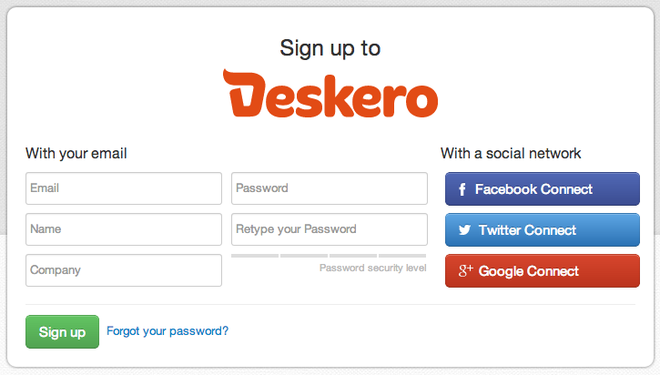 User signup form